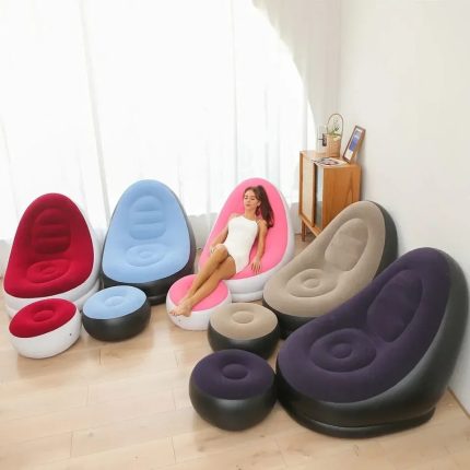 Colorful Inflatable Lazy Sofa – Portable Lounge Chair (With Pump)
