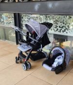 MamaKids Complete 2-in-1 Baby Travel System Stroller with Car Seat – Padded Reclining Pushchair, Extendable Canopy, Cup Holders & Smooth Wheels - Image 5