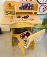 Children’s Study Table and Chair Set – Wooden Kids Learning Desk with Storage Space and Fun Cartoon Design - Image 3