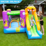 3-in-1 Kids Inflatable Bounce House with Jumping Area, Climbing Wall and Long Slide – Puppy-Themed Bouncy Castle Playhouse for Children's Parties, Backyard Entertainment and Outdoor Play - Image 3