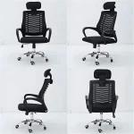 Ergonomic High-Back Office Chair with Headrest – Breathable Mesh Back Support, Fabric-Cushioned Swivel Seat and Strong Wheeled Base - Image 4