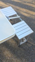 4-Seater Foldable Camping Picnic Table with 4 Built-In Chairs, Aluminum Frame, Umbrella Hole and Portable Suitcase Design for BBQ, Outdoor Dining and Family Picnics - Image 3