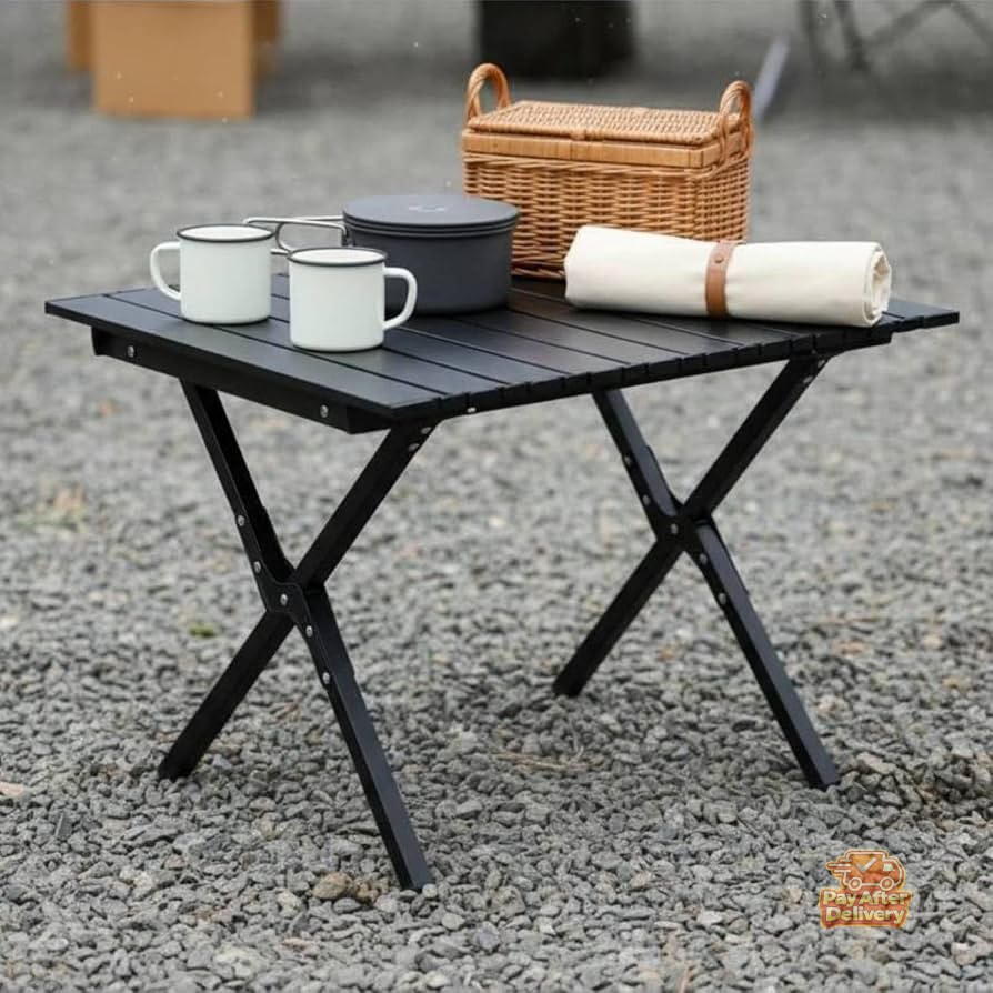 71nxratV3ML._AC_UF894,1000_QL80_ Lightweight Aluminium Camping Table – Foldable 60x60cm Portable Outdoor Picnic Table with Strong X-Shaped Folding Legs - Image 1