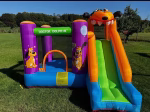 Puppy Cartoon Inflatable Bounce House for Kids with Climbing Wall and Long Slide – Large Children's Bouncy Castle Jumping Playhouse for Home, Garden, Birthday Parties and Outdoor Fun