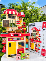48-Piece Kids Kitchen Play Set with Pretend Cooking Accessories, Toy Stove, Oven, Refrigerator, Sink, Utensils, Pots, Pans and Play Food