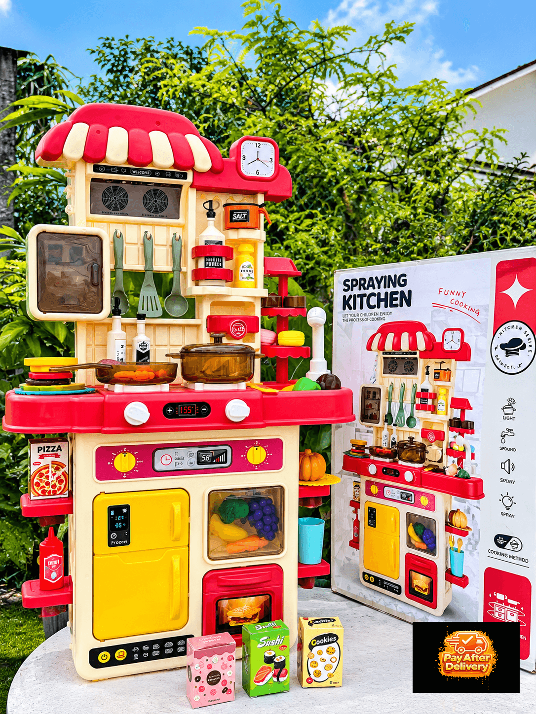 ChatGPT Image Sep 9, 2026, 11_02_03 AM 48-Piece Kids Kitchen Play Set with Pretend Cooking Accessories, Toy Stove, Oven, Refrigerator, Sink, Utensils, Pots, Pans and Play Food - Image 1