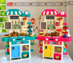 Large 48-Piece Kids Pretend Kitchen Set with Cooking Utensils, Toy Food, Pots, Pans, Stove, Oven, Refrigerator and Interactive Kitchen Accessories