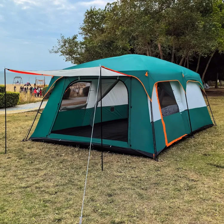 Outdoor-Camping-Tent-with-2-Rooms-1-Living-Room-Waterproof-Extra-Large-Space-8-12-Persons-Family-Tent 12-Person Family Tent – Heavy-Duty Large Outdoor Camping Shelter for Family Trips & Group Adventures - Image 1
