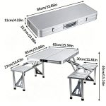 4-Seater Foldable Camping Picnic Table with 4 Built-In Chairs, Aluminum Frame, Umbrella Hole and Portable Suitcase Design for BBQ, Outdoor Dining and Family Picnics - Image 5