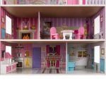 New Wooden Dolls House for Kids – Large 3 Storey Pink Dollhouse for Girls with Multiple Rooms, Pretend Kitchen, Bedroom and Living Room - Image 4