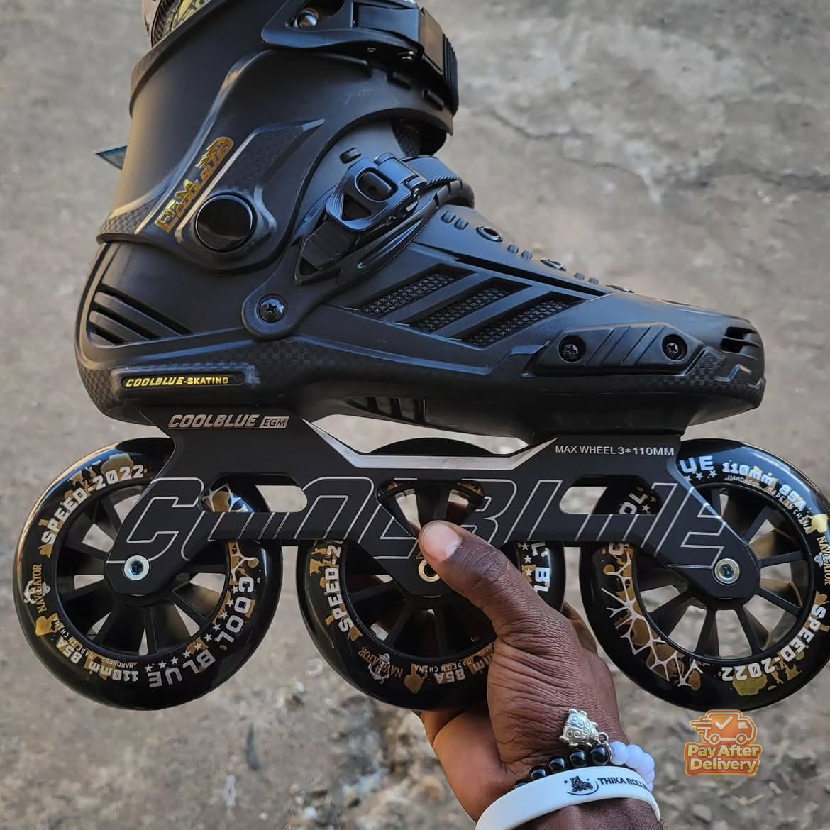 3×110mm skates available @10,500-= only.07.90.843756 Adult Inline Speed Skates with 110mm Wheels – 3-Wheel Professional Roller Skates with Hard Boot & Adjustable Buckle for Fitness, Recreation & Speed Skating - Image 1