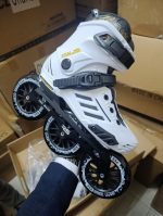 110mm 3-Wheel Inline Speed Skates – Adult & Teen Roller Skates with Hard Boot, Secure Buckle Closure, Large Wheels for Fitness & Outdoor Skating